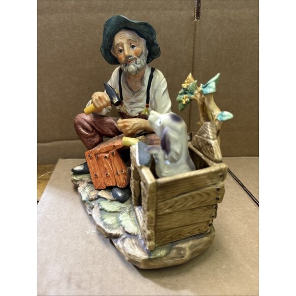 Norleans Japan Bisque Porcelain Man & Dog Figurine Mid-Century 7.5" Collectible - Picture 7 of 9